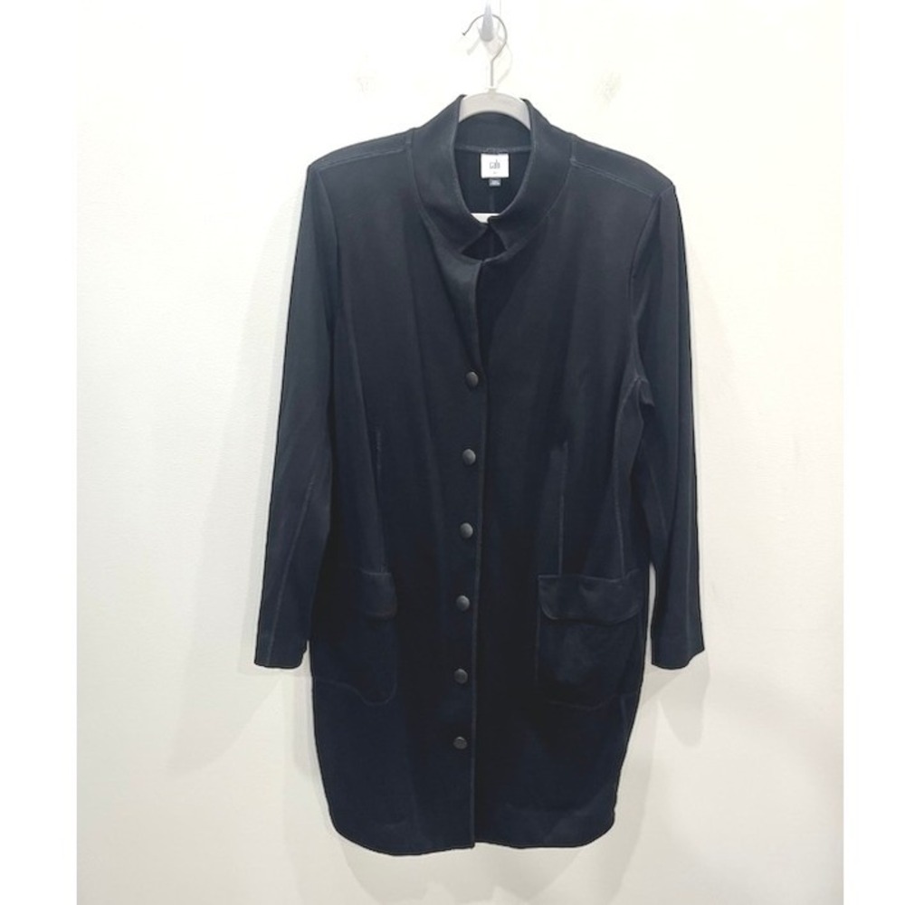 Cabi Maestro Jacket Black Longline Ponte Knit Blazer Coat Size XL Minimalist